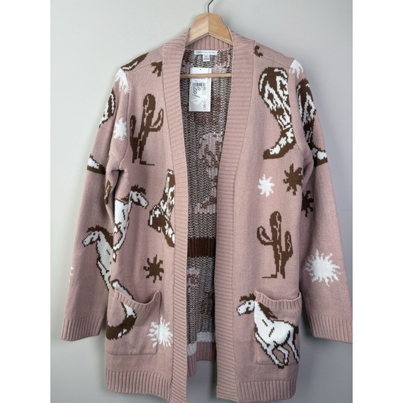 Cato Sweaters - Women's Cato NWT Western Motif Pink Cardigan